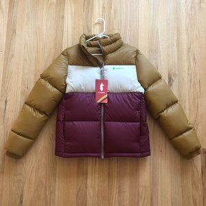 Cotopaxi Solazo Down Jacket: Red/ Yellow/ White